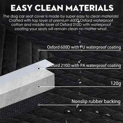 Coprisedile Auto per Cani, Antiscivolo, Impermeabile, Antigraffio, Telo Macchina per Sedili Posteriori e bagagliaio, con zipper e tasca per viaggi